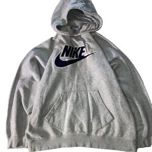 VTG Nike Hoodie Men XL Gray Tag Center Swoosh Spellout Embroidered Skate 90s Y2K